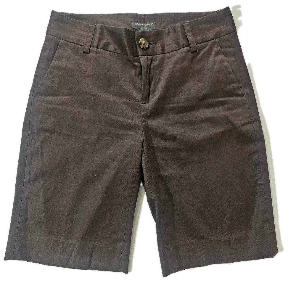 Banana Republic‎ Shorts Womens 6 Brown Chino Twill Flat Front Pockets Stretch